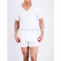 Custom V Neck White Men T Shirt Printing your own logo Wholesale